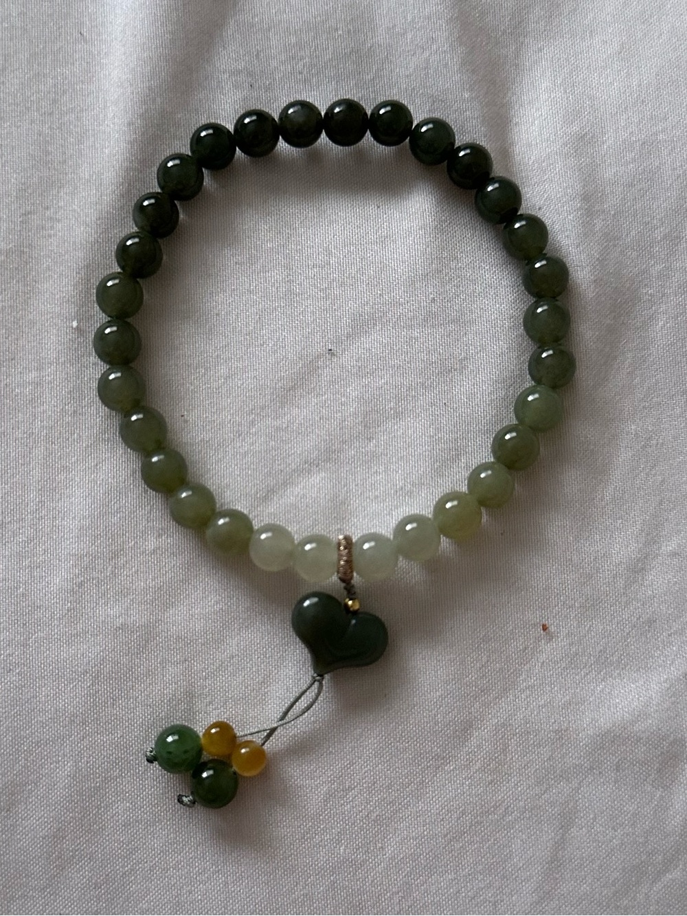 Hetian Jade Heart Bead Bracelet